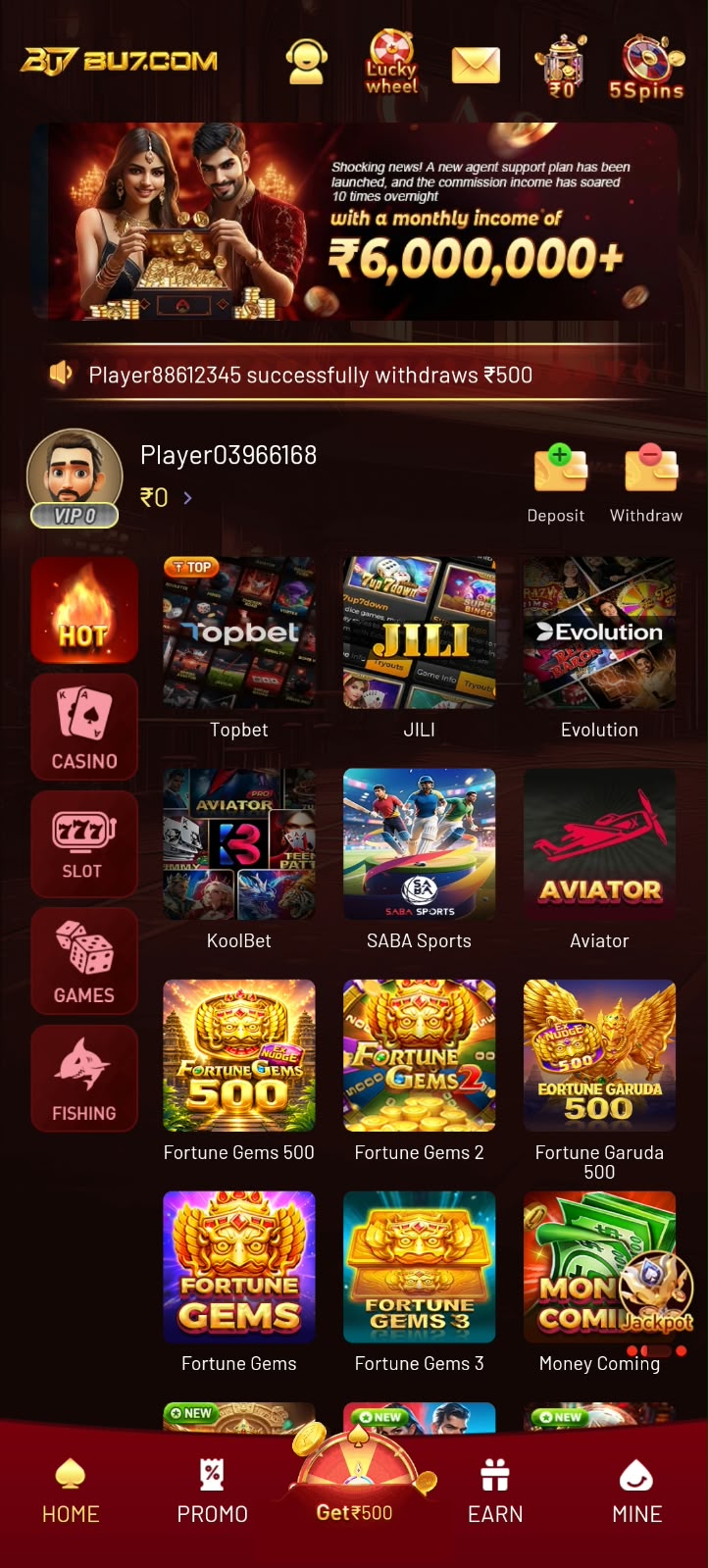 BU7 Game Casino and Slot Gaming Platform